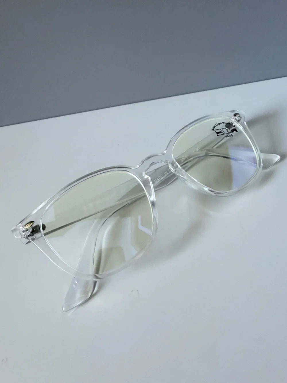 ASOS AJ Morgan clear transparent blue light blocking eye glasses